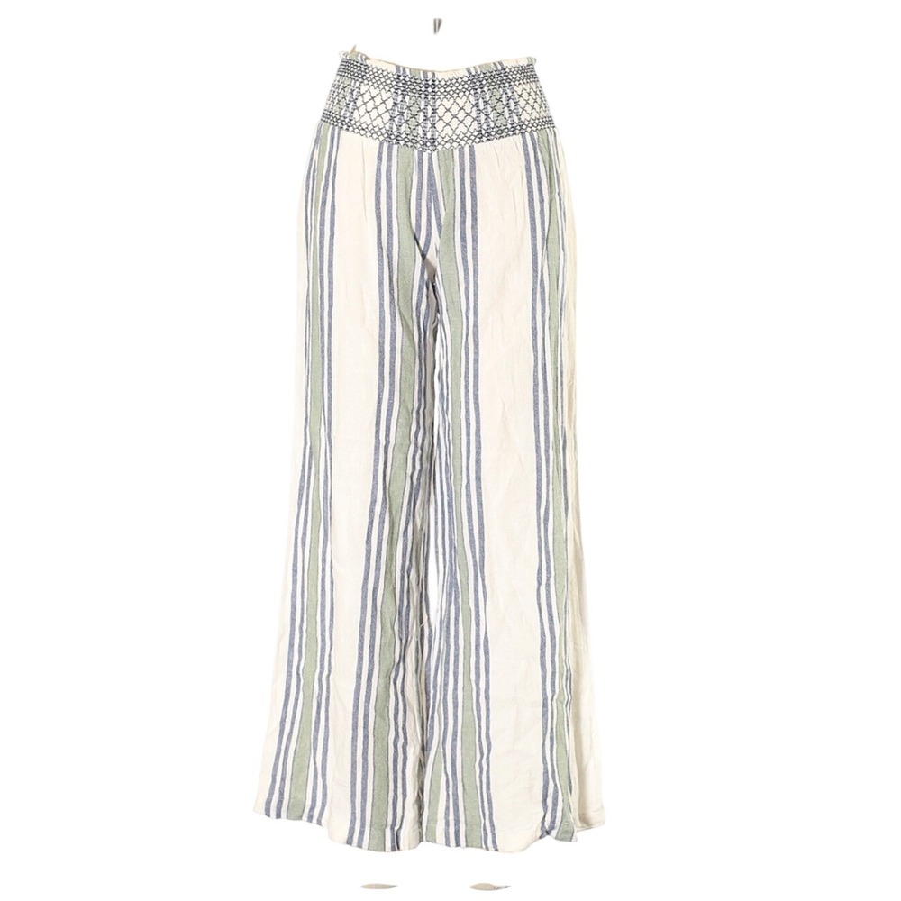Wide Leg Striped Smocked Waist Pants
